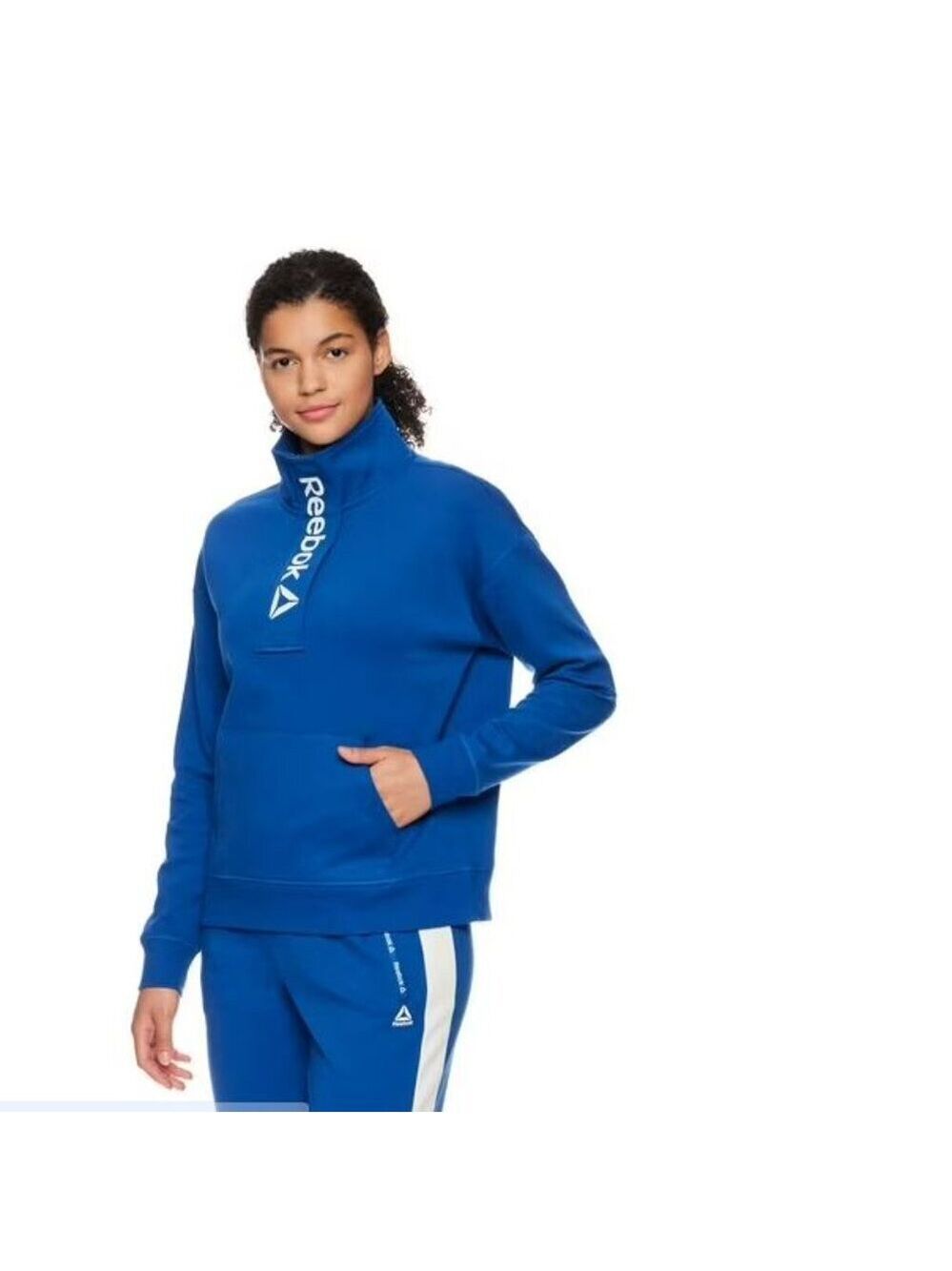 Reebok Womens Classic 1/2 Zip Pullover Top MONACO BLUE Woman's XS